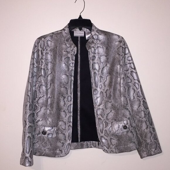 NWT Alfred Dunner Snakeskin Jacket Gray Black - Picture 5 of 6